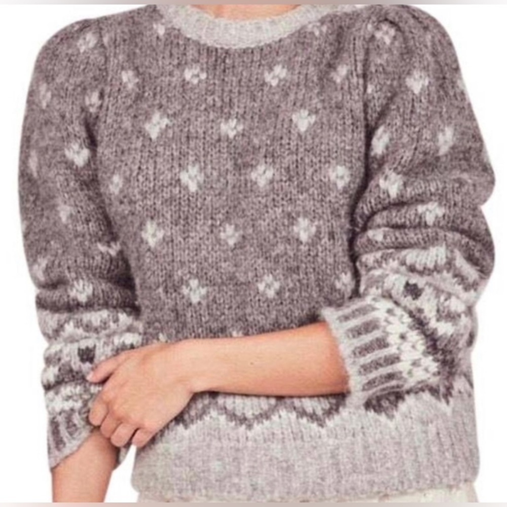 Loveshackfancy Rosie alpaca grey love heart sweater - Picture 1 of 8